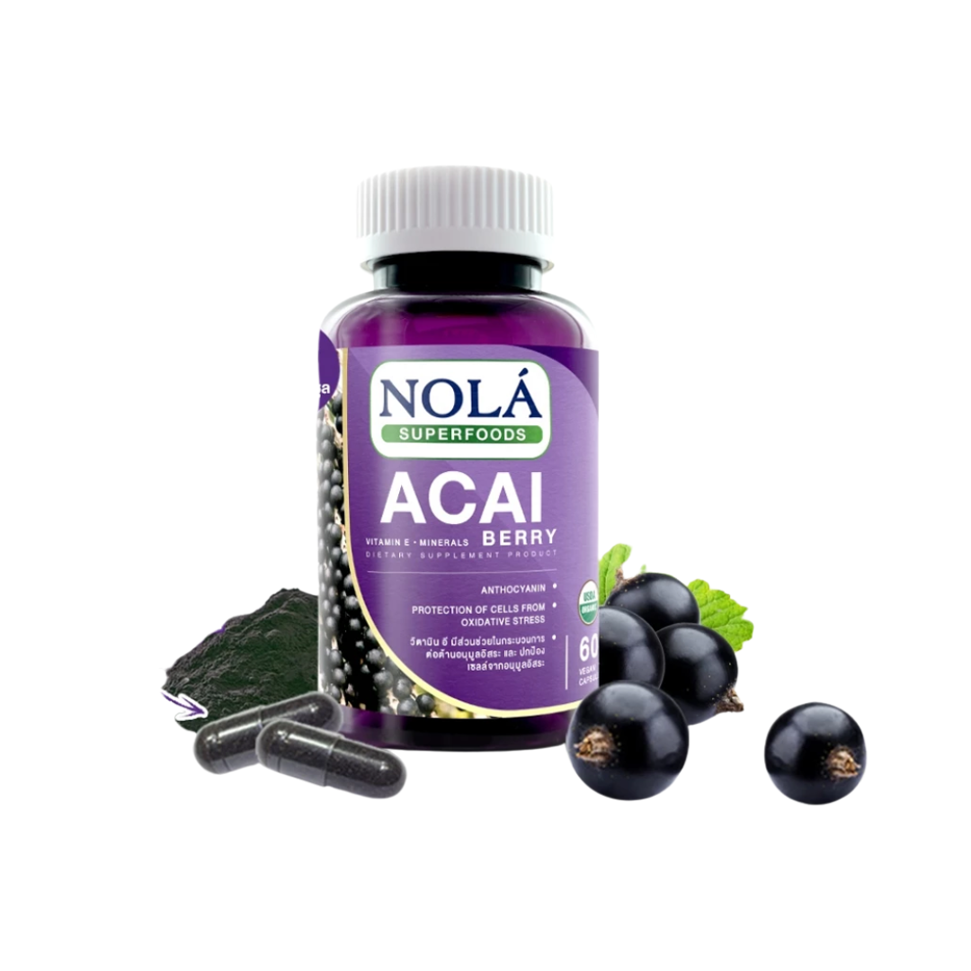 NOLA ACAI BERRY อาซาอิเบอร์รี่ ฟรีซดราย 30/60 CAPSULE