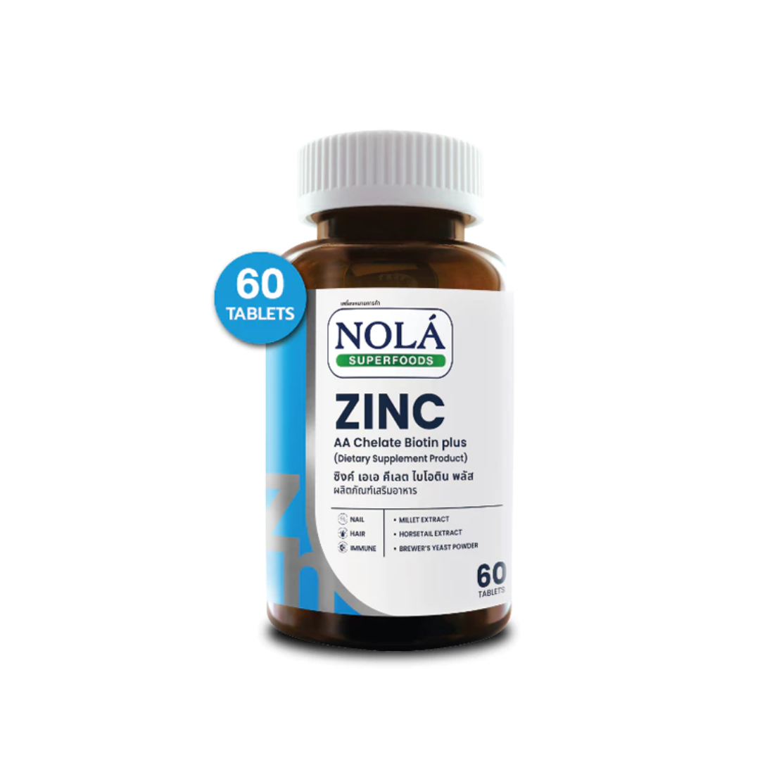 NOLA ZINC AA CHELATE BIOTIN PLUS ซิงค์ เอเอ คีเลต ไบโอติน พลัส 60 เม็ด