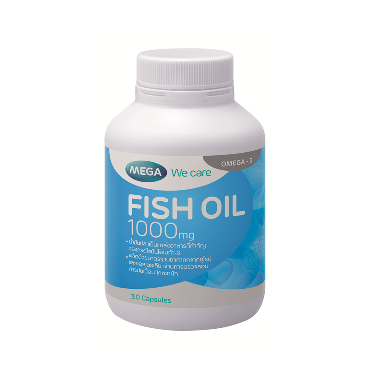 Mega FISH OIL 1000mg 30 CAP ผลิตภัณฑ์เสริมอาหารน้ำมันปลา 1000 มก.