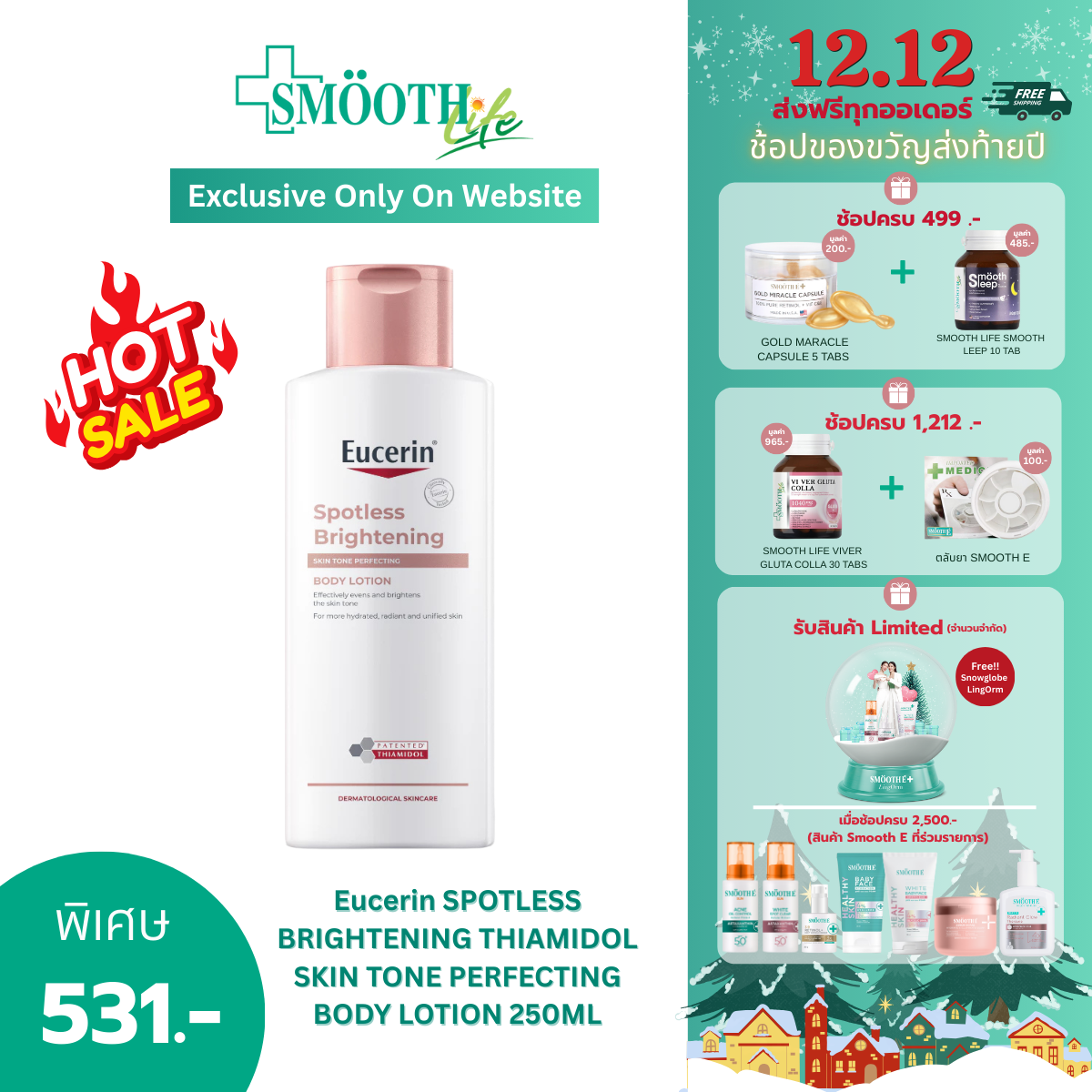 Eucerin SPOTLESS BRIGHTENING THIAMIDOL SKIN TONE PERFECTING BODY LOTION 250ML บอดี้โลชั่นบำรุงผิวกระจ่างใส