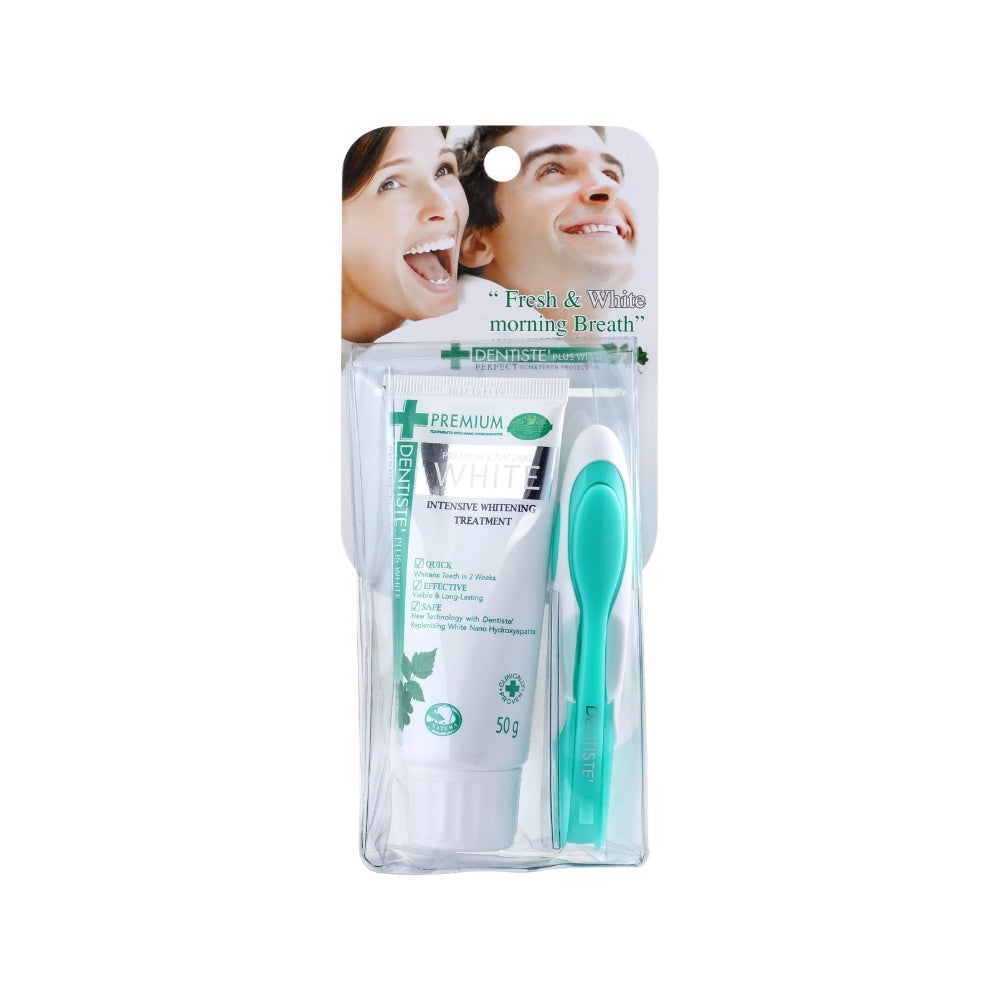 Dentiste' Travel Pack Whitening (Foldable) เซ็ตยาสีฟันสูตร Premium White พร้อมแปรงพับ แบบพกพา สำหรับท่องเที่ยว เดนทิสเต้