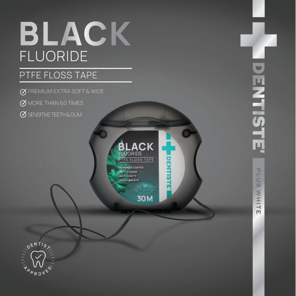 Dentiste Dental Black PTFE Floss Tape with Fluoride 30m