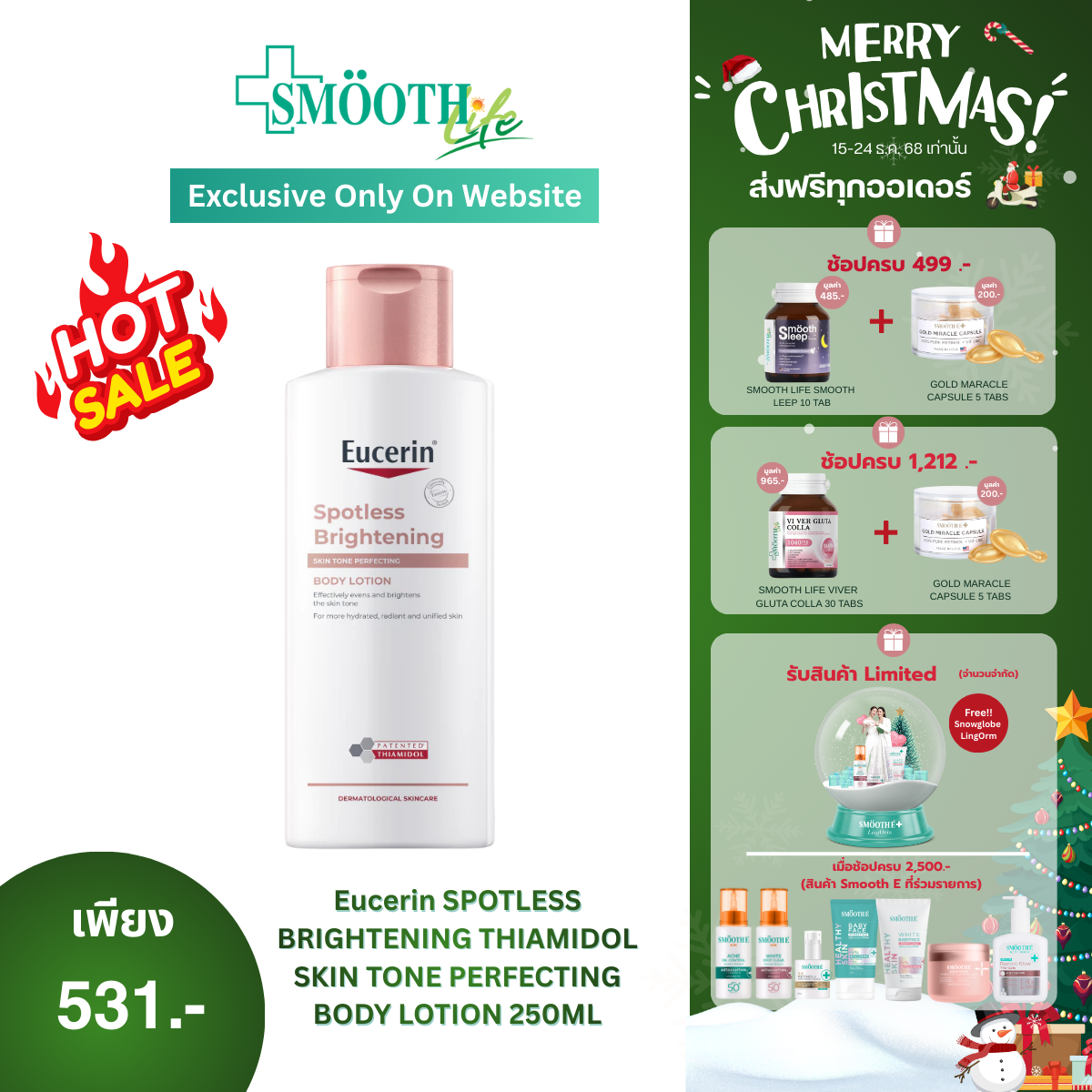 Eucerin SPOTLESS BRIGHTENING THIAMIDOL SKIN TONE PERFECTING BODY LOTION 250ML บอดี้โลชั่นบำรุงผิวกระจ่างใส
