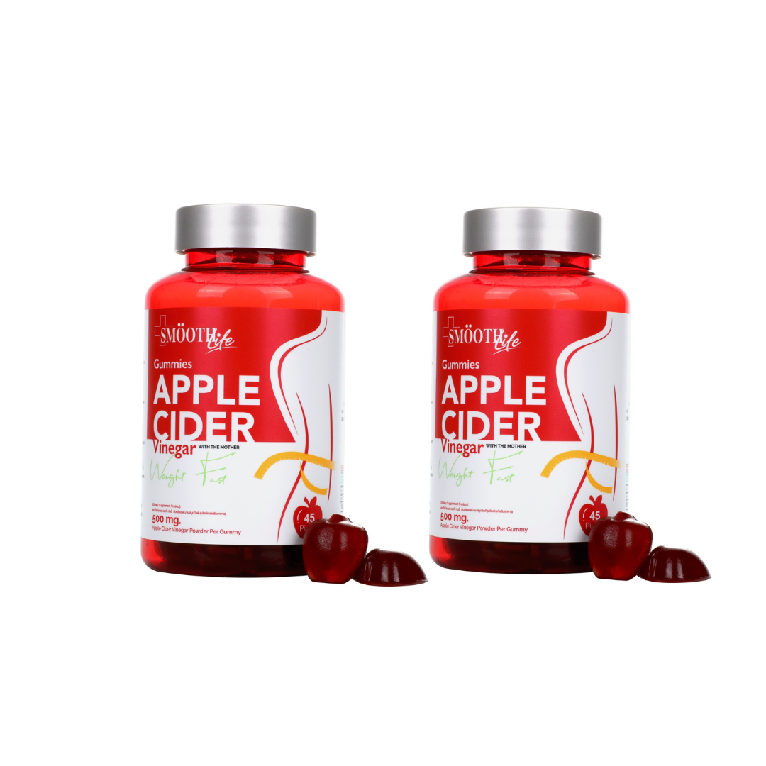 Two bottles of Smoothie Life Apple Cider Vinegar gummies on a white background