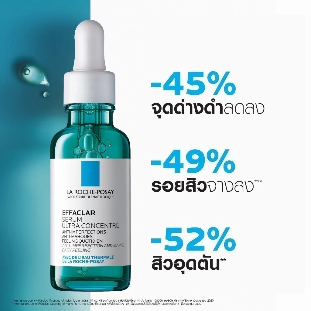 La Roche-Posay EFFACLAR SERUM เซรั่ม 3พลังโมเลกุลสลายสิวอุดตันที่ต้นตอ 30 ml.