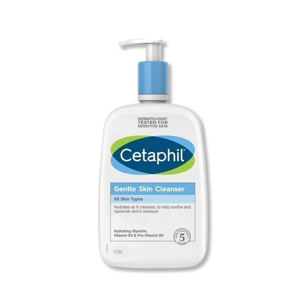 Cetaphil Gentle Skin Cleanser เซตาฟิล เจลทำความสะอาดผิวหน้าและผิวกาย สำหรับผิวบอบบาง แพ้ง่าย และทุกสภาพผิว 1 liter