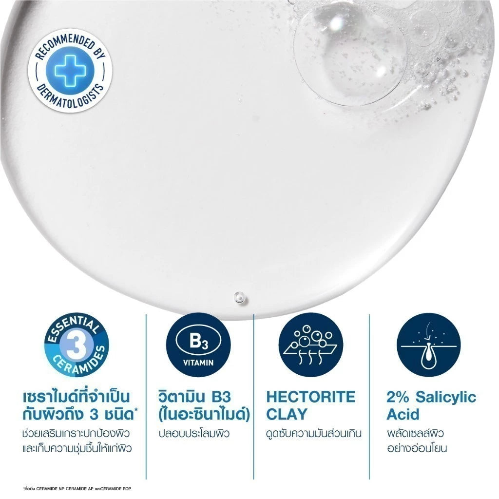 CERAVE BLEMISH CONTROL CLEANSER เบลมมิช คอนโทรล คลีนเซอร์ เจลทำความสะอาดผิวหน้า สูตรสำหรับผิวเป็นสิวง่าย 236 มล