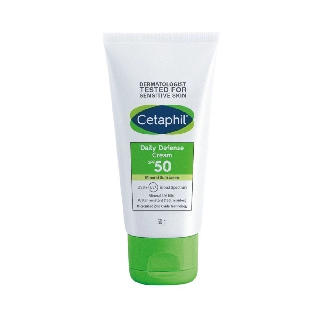 Cetaphil Daily Defense Cream SPF50 ครีมกันแดด เพิ่มความชุ่มชื้น ลดความหมองคล้ำ 50 g.