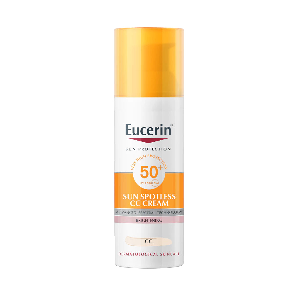 Eucerin SUN SPOTLESS CC CREAM SPF50+ PA++++ 50 ML ยูเซอริน กันแดดปกปิดจุดด่างดำ ผสาน THIAMIDOL ช่วยลดฝ้าแดด