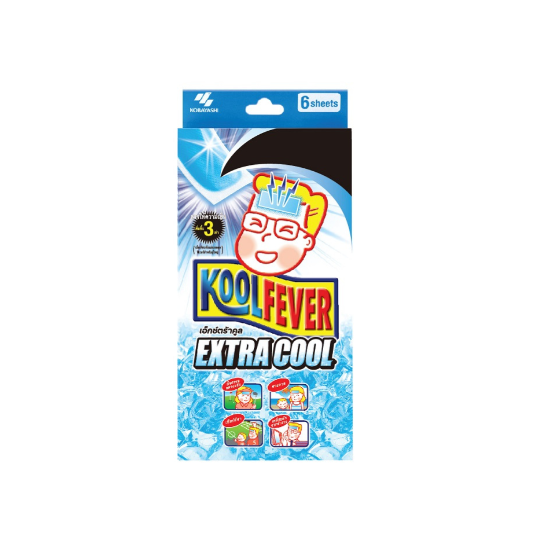 Koolfever Extra Cool คูลฟีเวอร์ แผ่นเจลลดไข้ สูตรเย็นพิเศษ 3 เท่า สำหรับเด็กโต - ผู้ใหญ่ 6's/Box