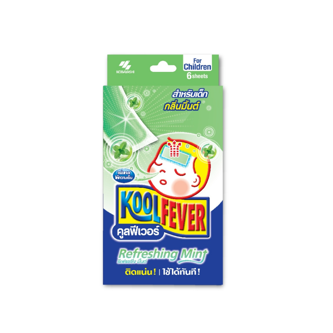 Koolfever Refreshing Mint คูลฟีเวอร์ รีเฟรชชิ่ง มิ้นต์ ผลิตภัณฑ์ แผ่นแปะลดไข้ สำหรับเด็ก 6's/Box