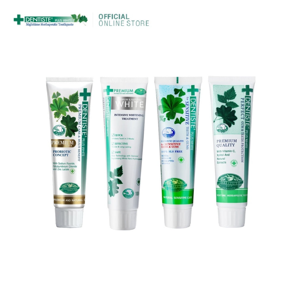 [Pack Set] Dentiste Mix Toothpaste Tube 100 G.เซ็ตยาสีฟัน 4 สูตร (Premium Care Original Sensitive & Premium White )