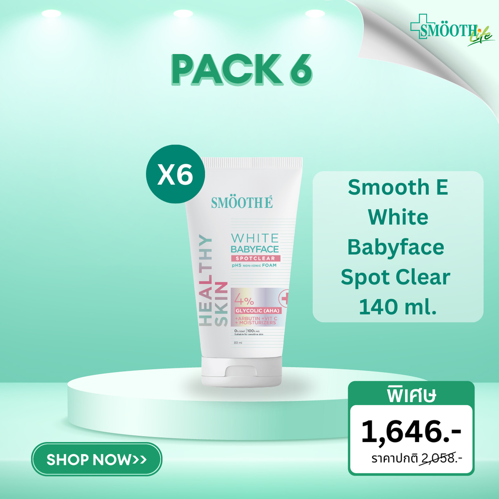 [Pack 6] Smooth E White Babyface Spot Clear 140 ml.