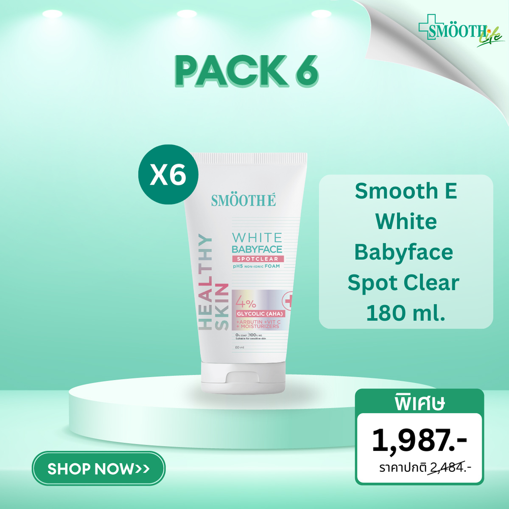 [Pack 6] Smooth E White Babyface Spot Clear 180 ml.