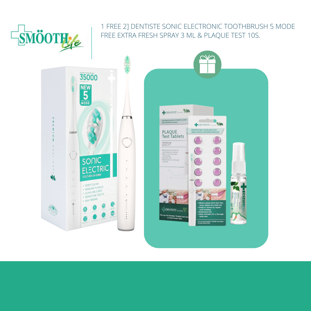 [1 free 2] Dentiste Sonic Electronic Toothbrush 5 Mode  free Extra Fresh Spray 3 ml & Plaque Test 10s.