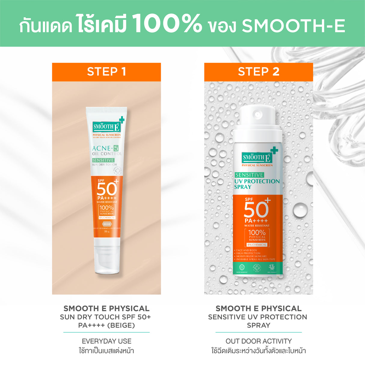Smooth E Physical  Sensitive UV Protection Spray SPF 50+ PA ++++