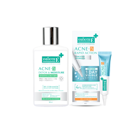Smooth E Anti Acne Rapid Mini เซตดูแลสิว สำหรับผิวมันแพ้ง่าย ลดเลือนรอยดำ สิวอักเสบ