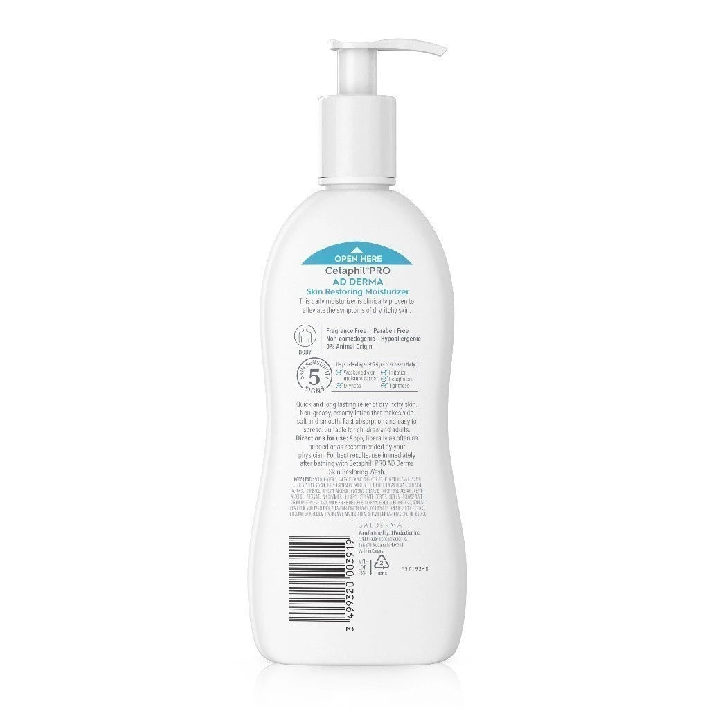 Cetaphil Pro AD Derma Skin Restoring Moisturizer เซตาฟิล โปร เอดี เดอร์มา สกิน เรสทอริ่ง มอยเจอร์ไรเซอร์ ขนาด 295 มล.