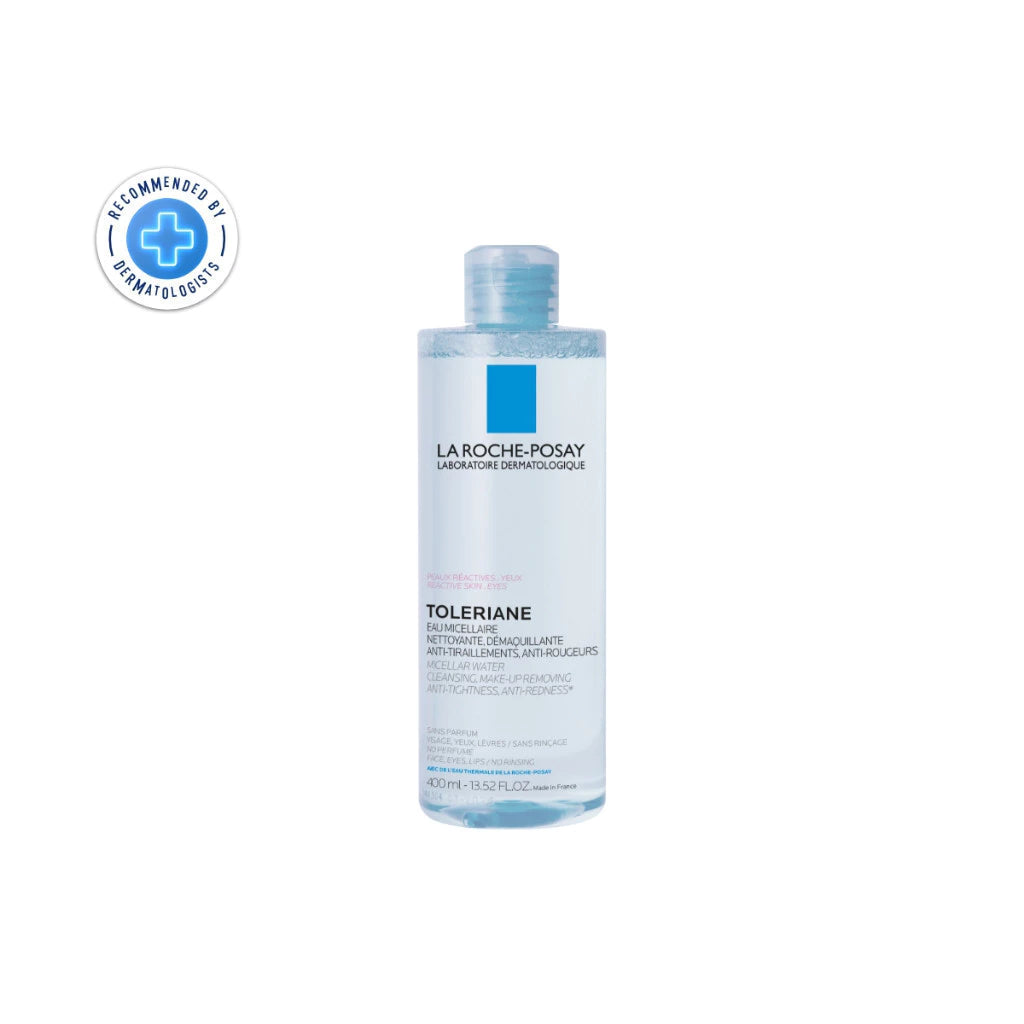 La Roche-Posay TOLERIANE MICELLAR REACTIVE SKIN ลา โรช-โพเซย์ คลีนซิ่ง เช็ดเครื่องสำอางสำหรับผิวบอบบางและแห้งมาก 400 ml.