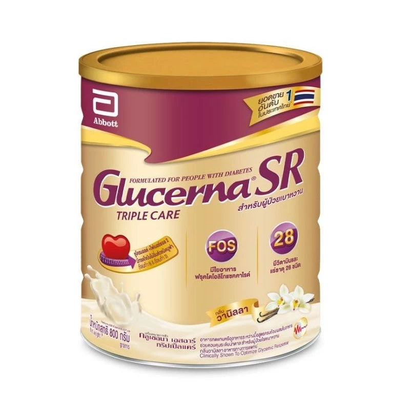 Glucerna SR Triple Care กลูเซอนา เอสอาร์ ทริปเปิ้ลแคร์ สำหรับผู้ป่วยเบาหวาน กลิ่นวานิลลา 800 กรัม